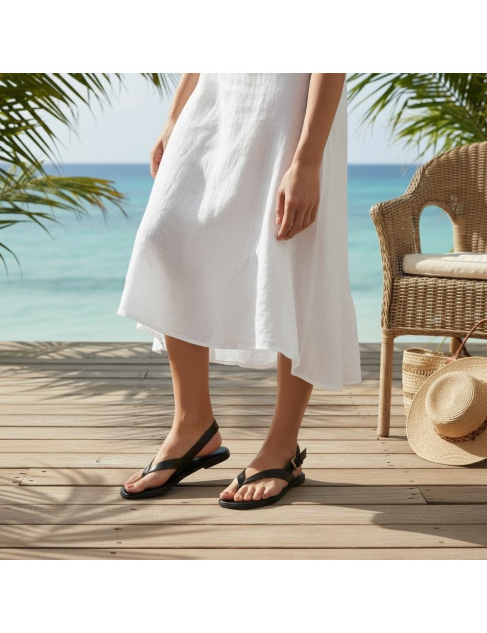 Steve Madden Nissi Leather Sandals Black