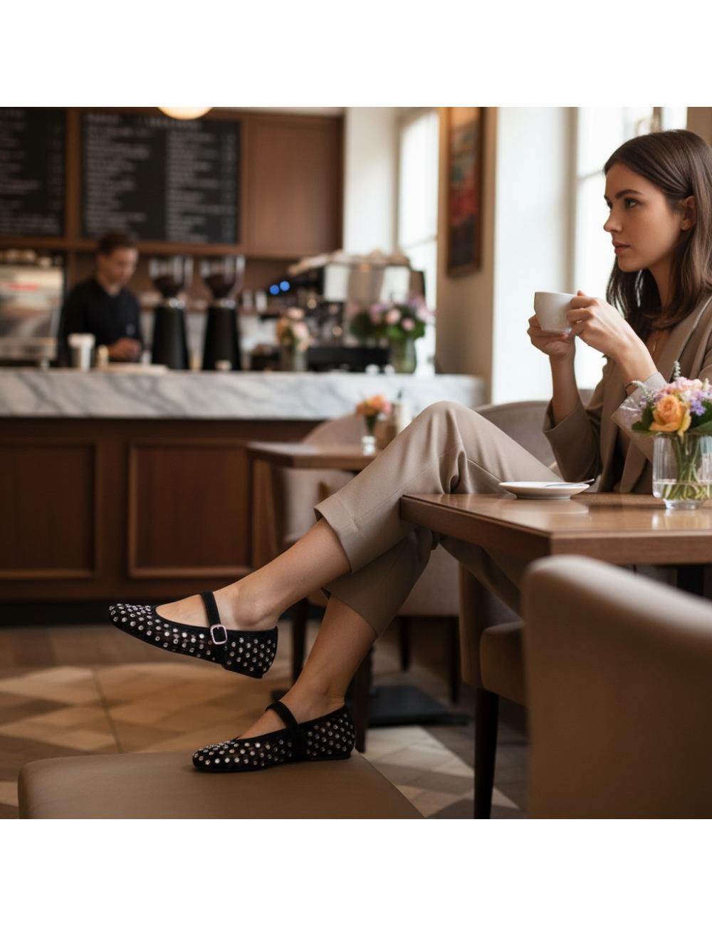 Steve Madden Rerun Ballerina Black Suede