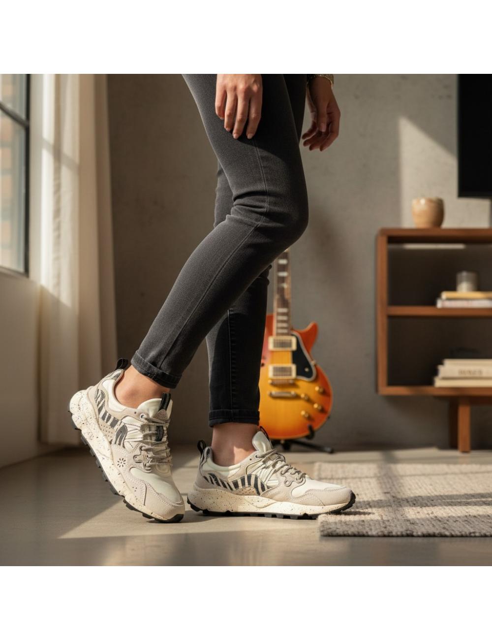 Flower Mountain Sneakers Yamano 3 animalier bianche