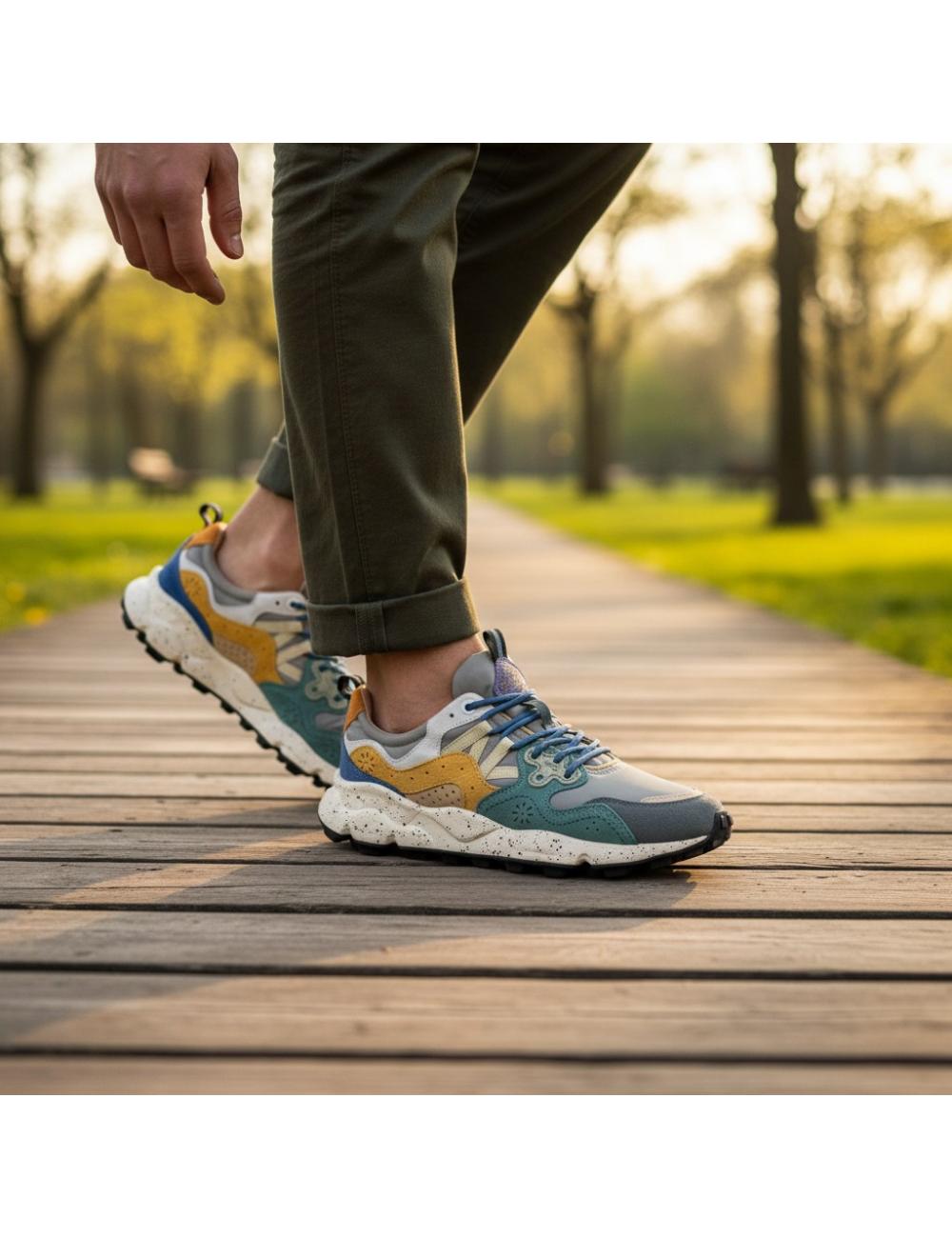 Flower Mountain sneakers Yamano 3 grey, petrol, yellow