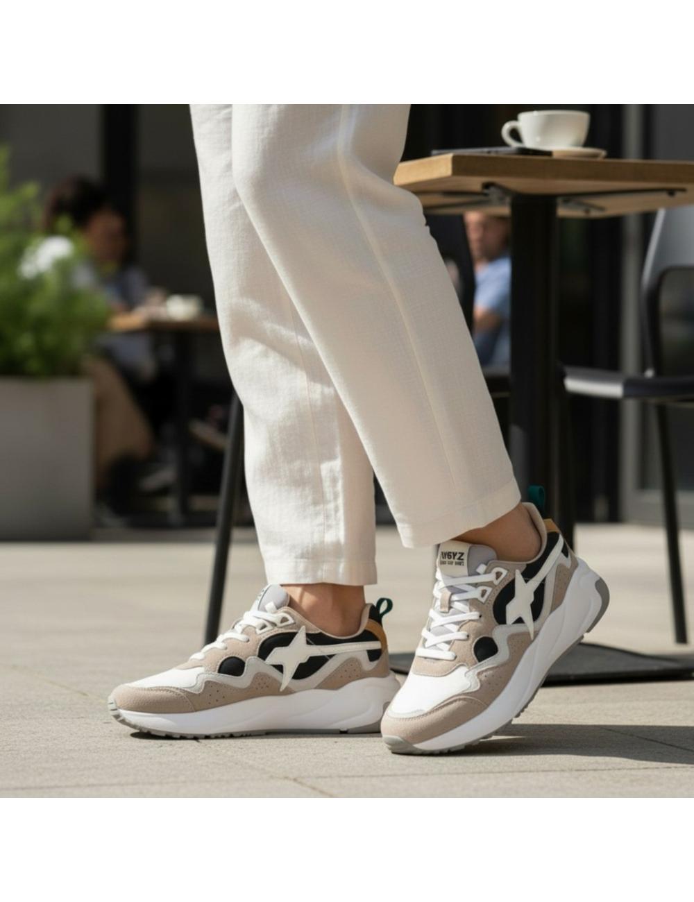 W6YZ sneakers running Flik-M beige bianco nero