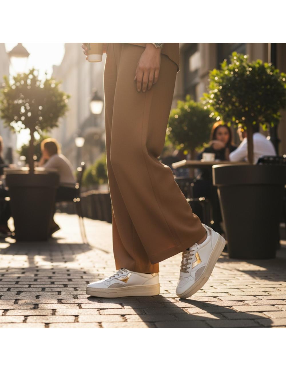 4B12 sneakers basse donna Hyper bianco oro