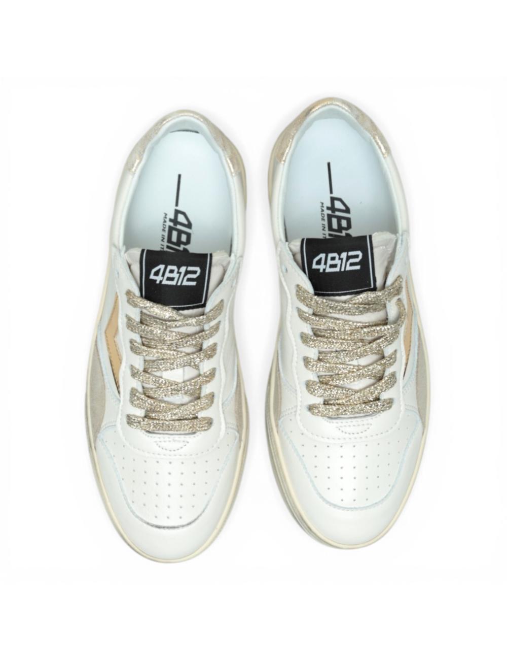 4B12 sneakers basse donna Hyper bianco oro