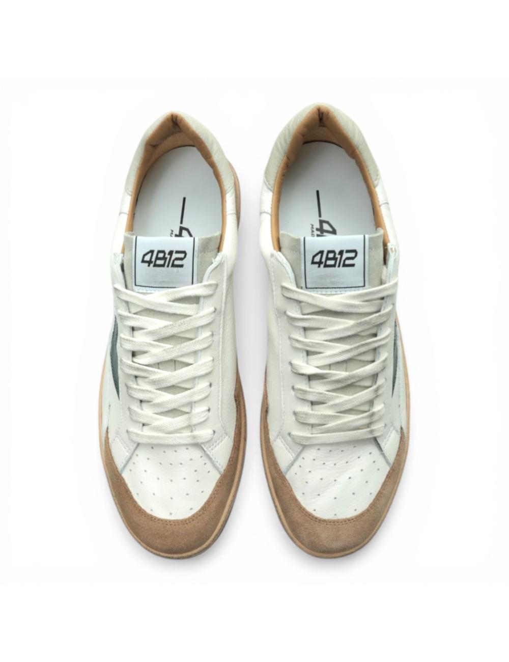 4B12 Men's Playnew Low Sneakers White Beige Green