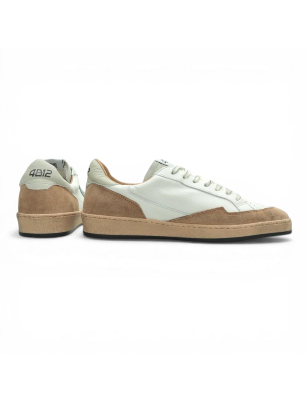 4B12 sneakers basse uomo Playnew bianco beige verde