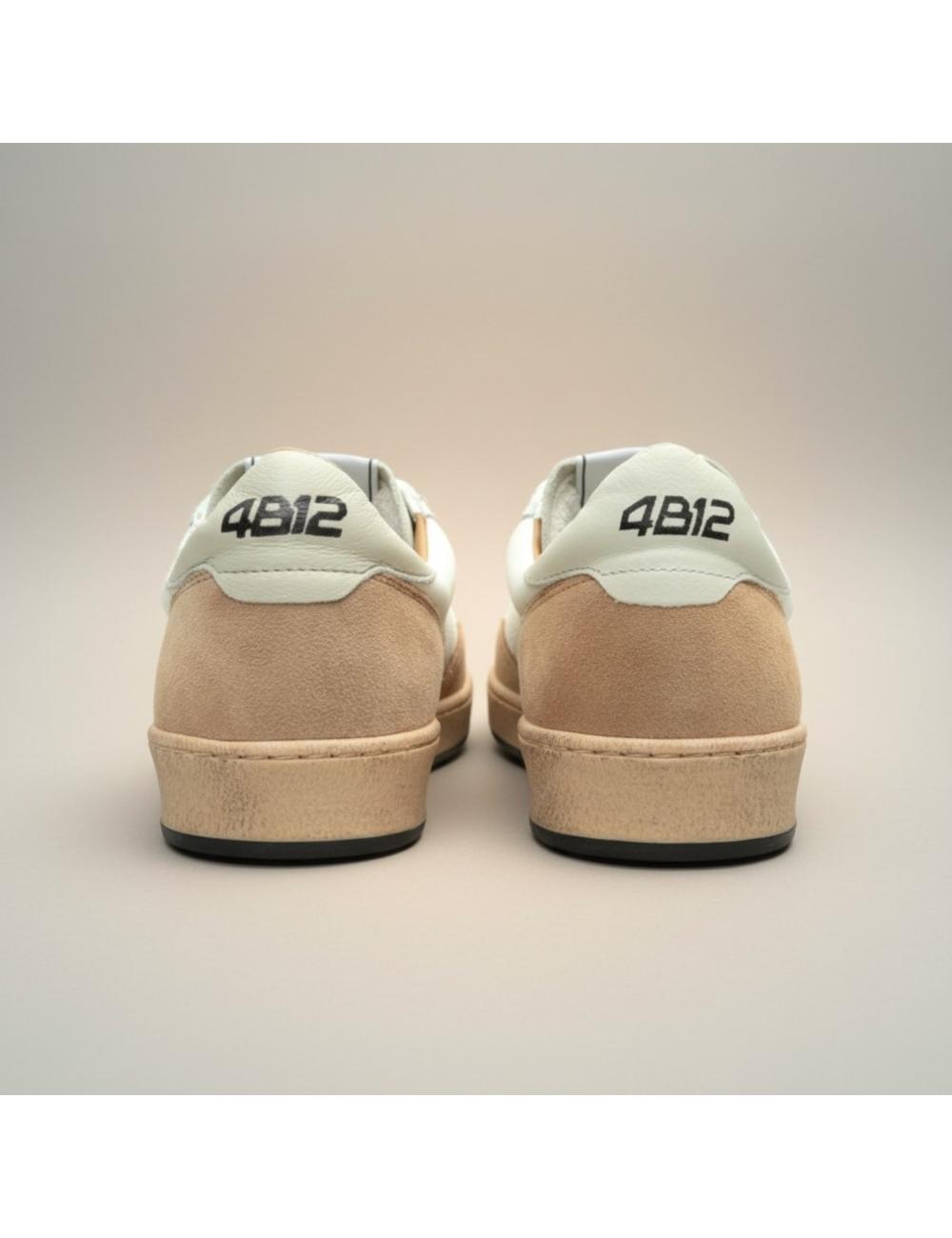 4B12 sneakers basse uomo Playnew bianco beige verde