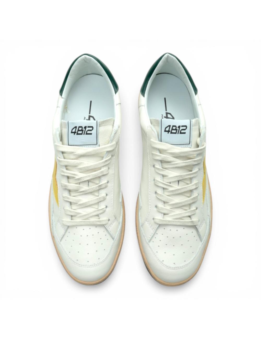 4B12 sneakers basse uomo Playnew bianco verde giallo