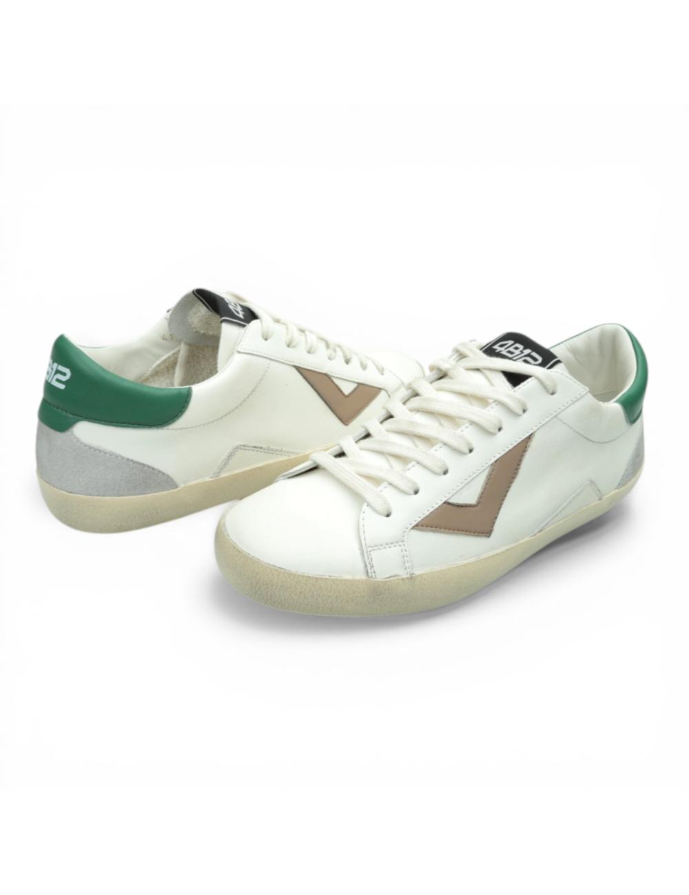 4B12 Suprime men's low sneakers white grey green