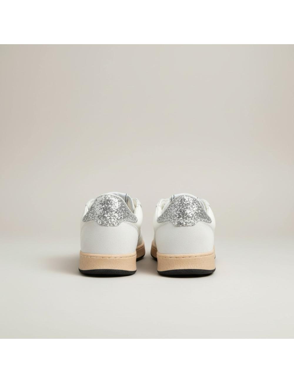 4B12 sneakers Playnew bianco fuxia glitter argento