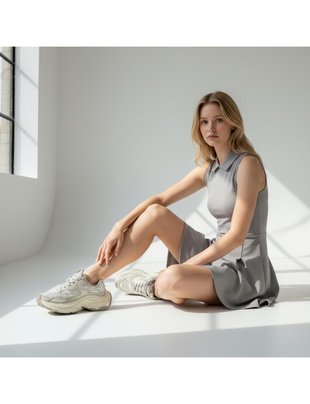 Ash gray Dragon running sneakers