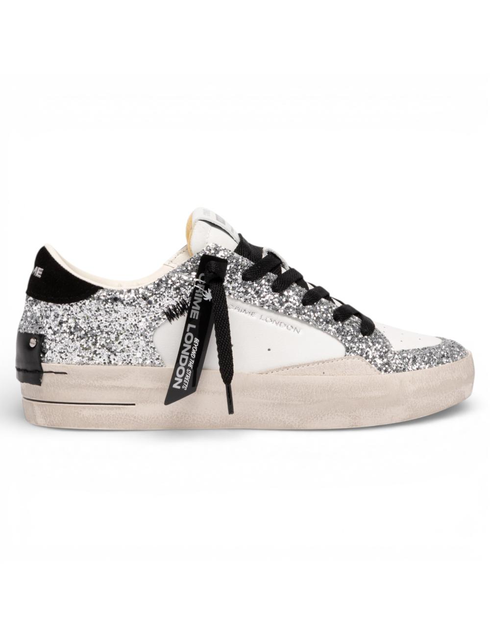 Crime London sneakers donna SK8 Deluxe Metallic Silver