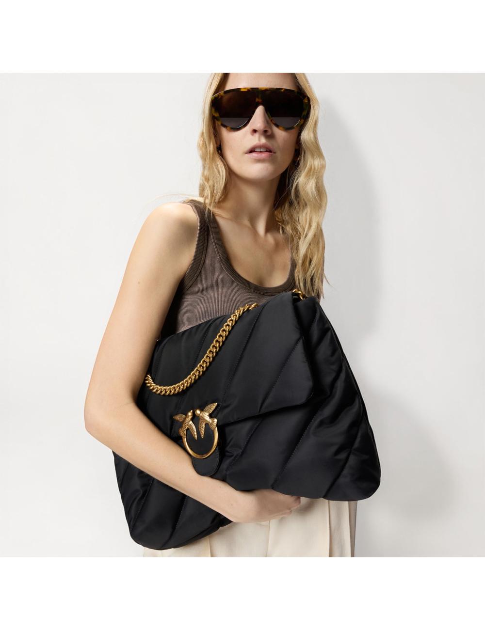 Pinko borsa maxi puff nylon nero