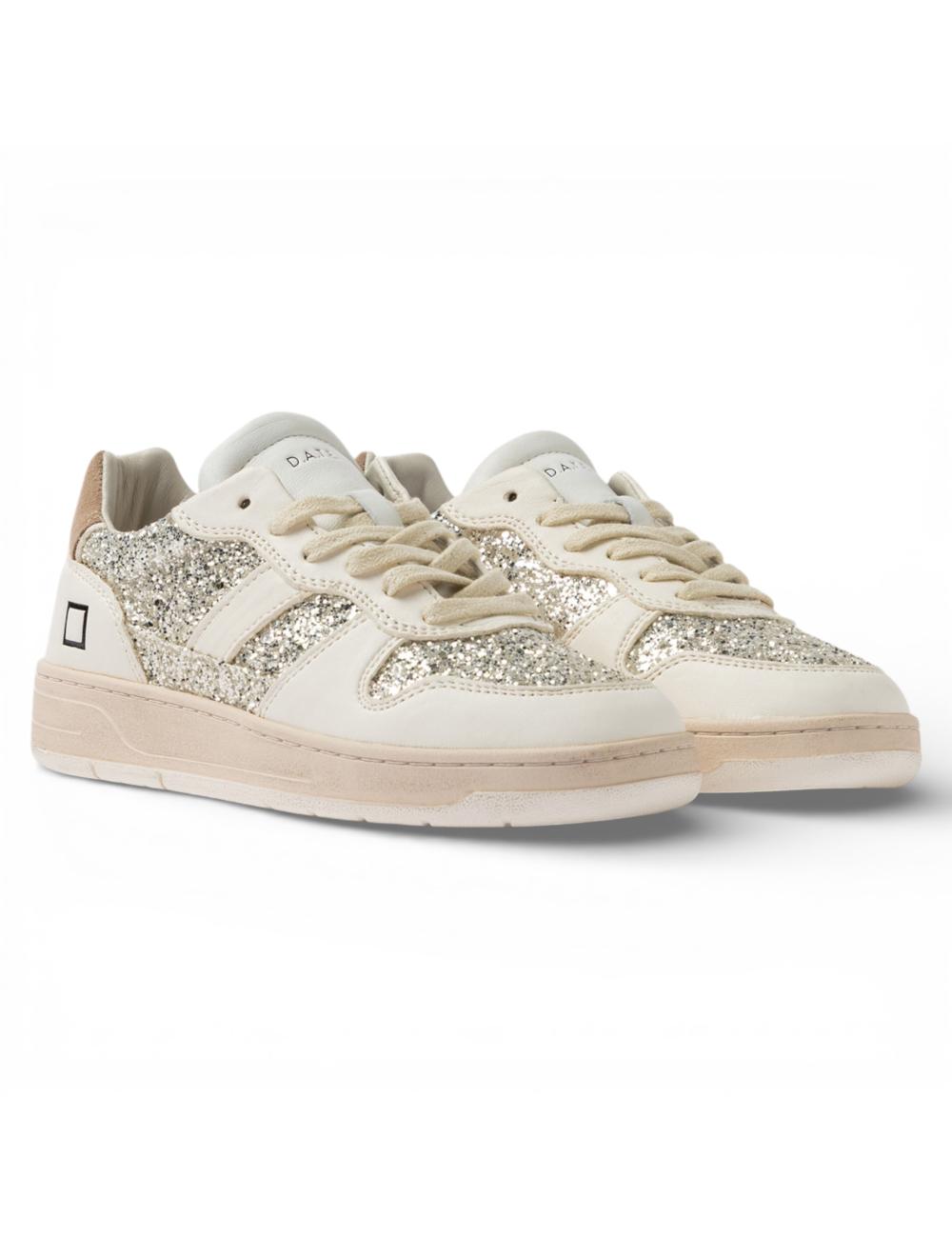 Date sneakers basse donna Court 2.0 glitter oro