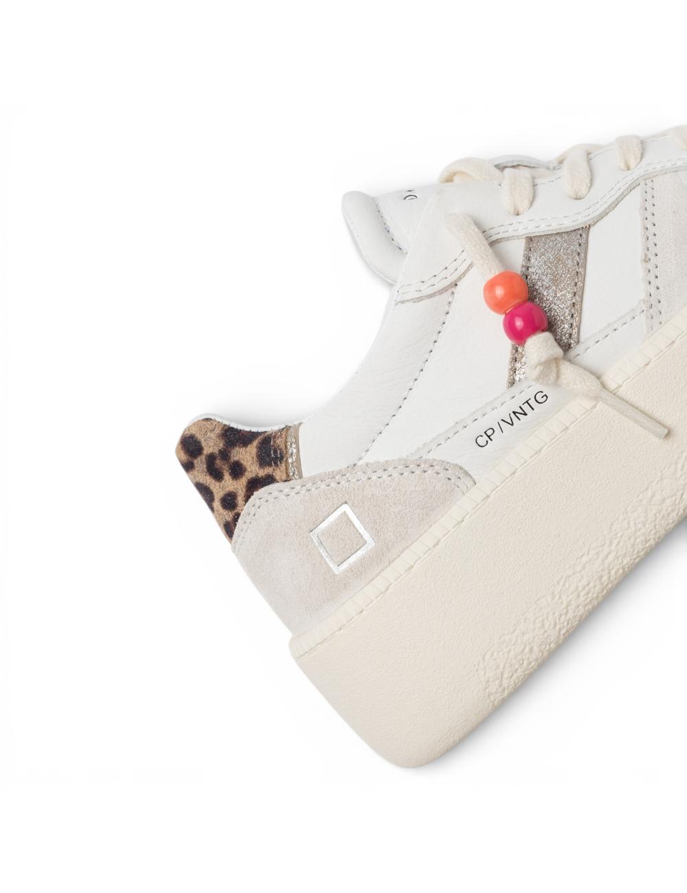 Date sneakers Court Platform Vintage Calf White Leopard