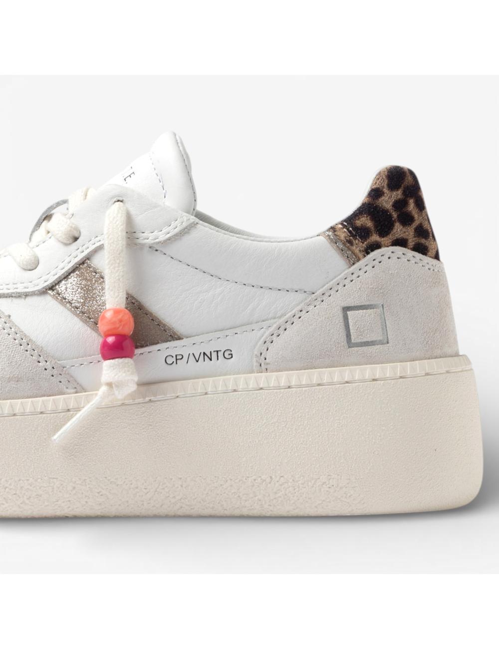 Date sneakers Court Platform Vintage Calf White Leopard