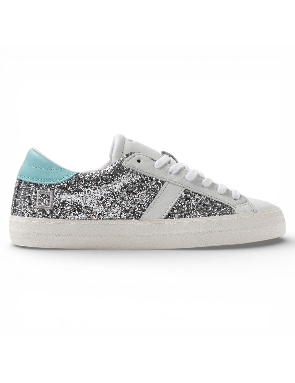 Date women's low sneakers Hill Low silver glitter