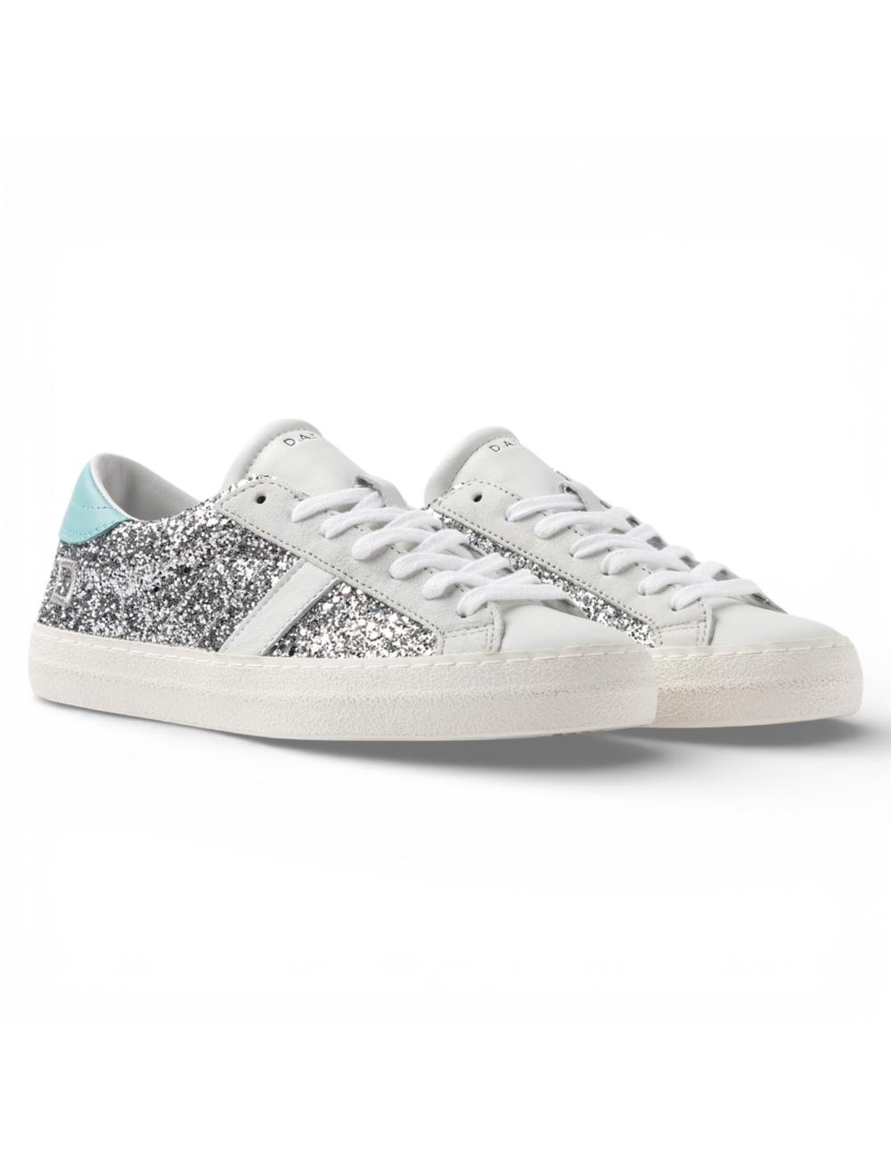 Date women's low sneakers Hill Low silver glitter