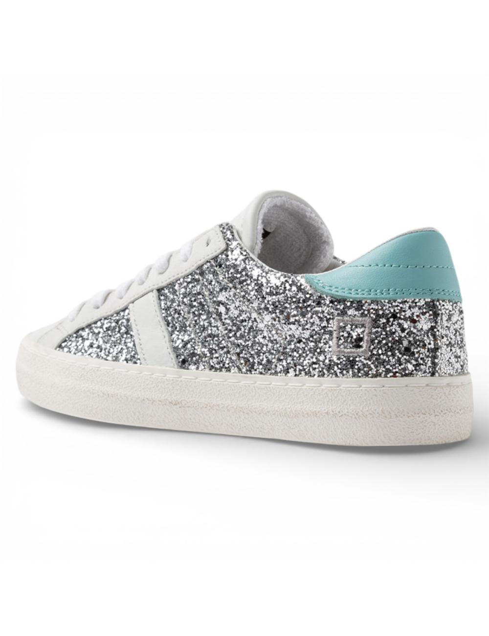 Date women's low sneakers Hill Low silver glitter