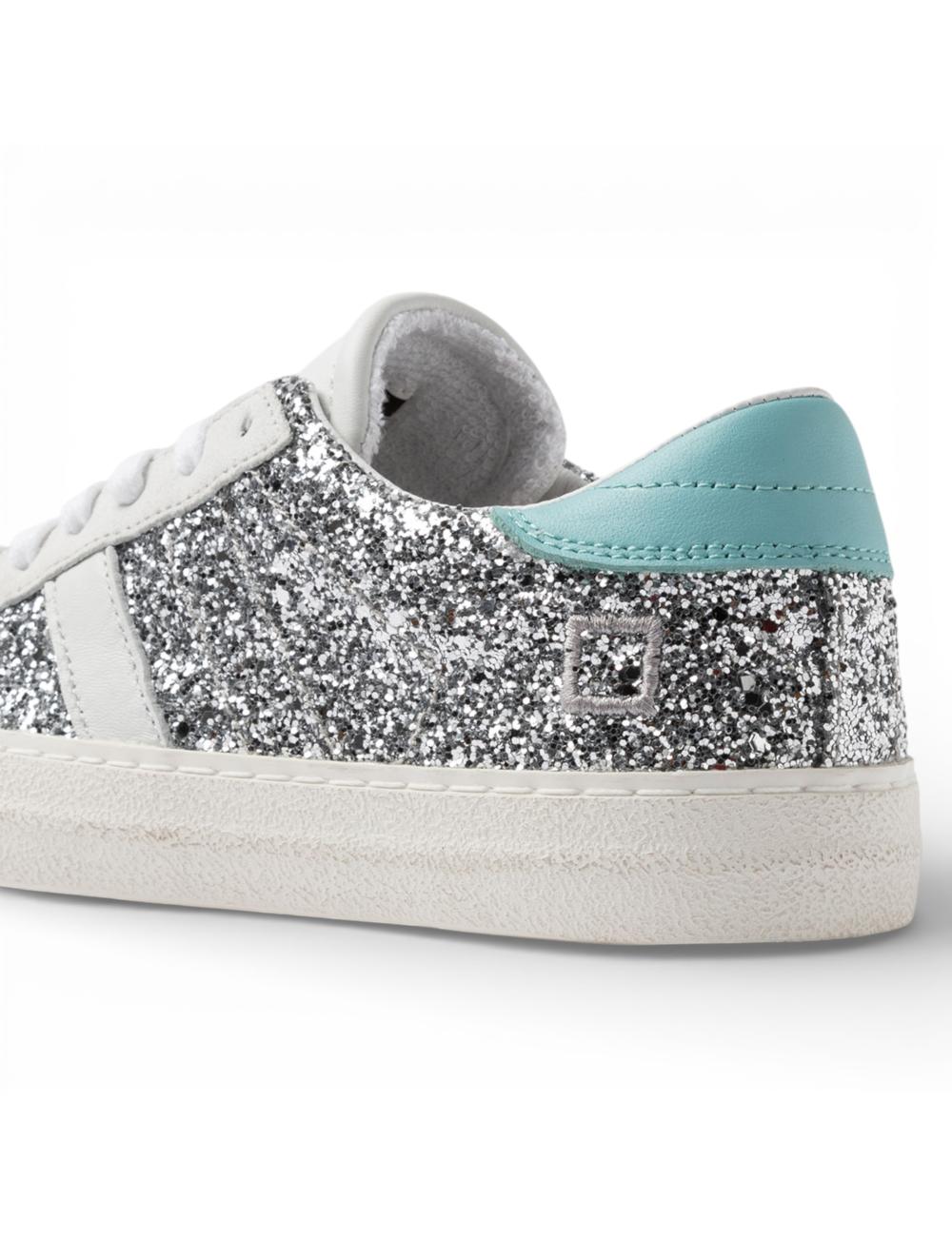 Date women's low sneakers Hill Low silver glitter