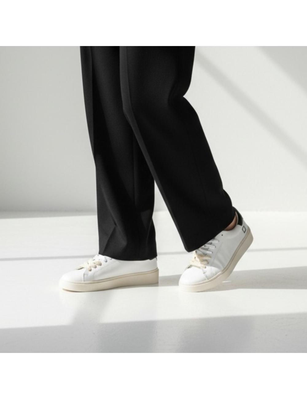 Date men's sneakers Levante calf white black