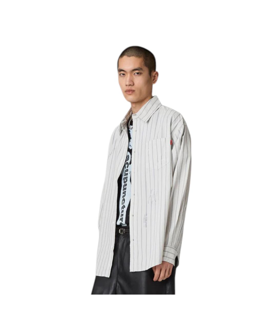 Acupuncture white blue striped shirt