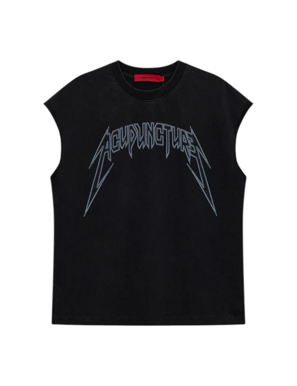 Acupuncture black sleeveless t-shirt