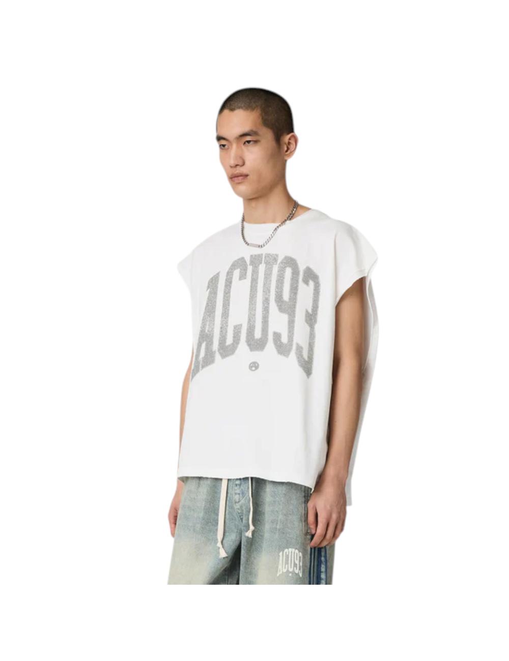 Acupuncture white sleeveless t-shirt