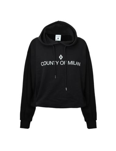 County of milan felpa nera con cappuccio