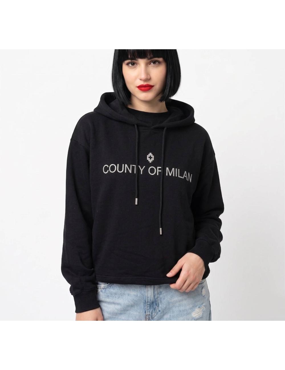 County of milan felpa nera con cappuccio