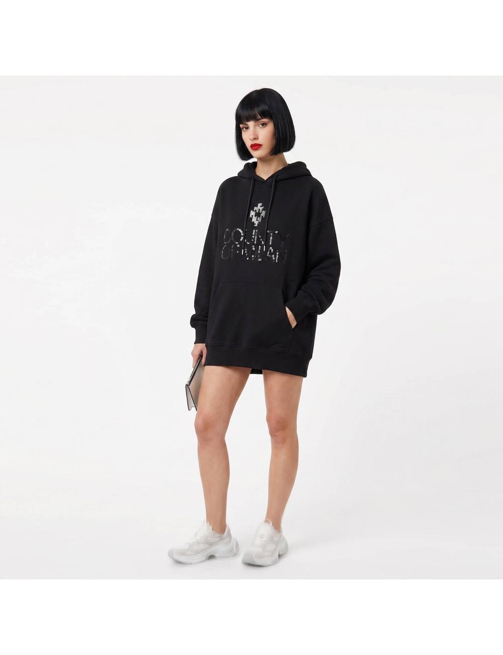 County of milan black hooded sweatshirt with sequins