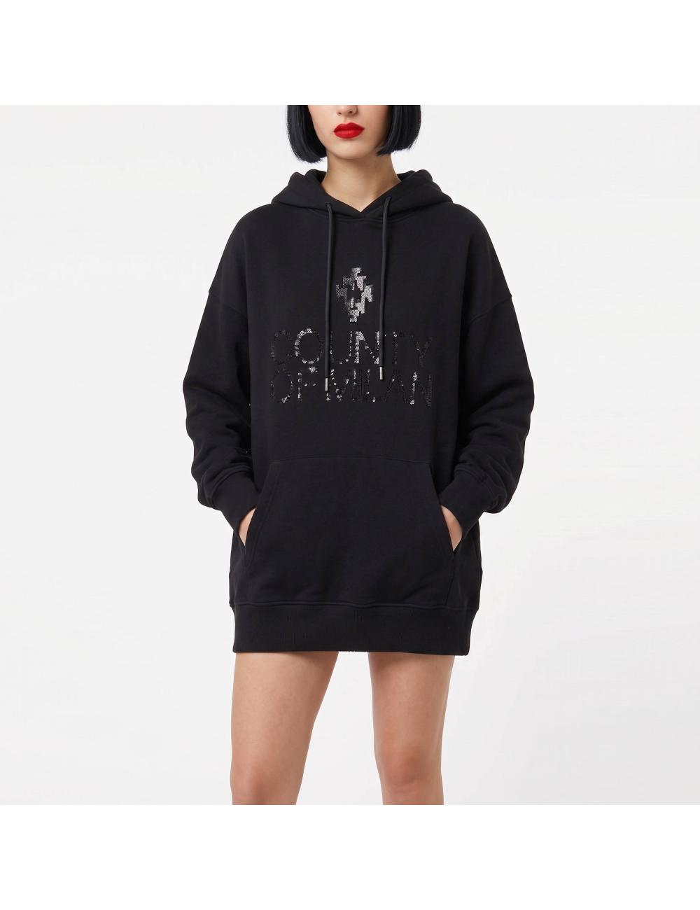 County of milan black hooded sweatshirt with sequins