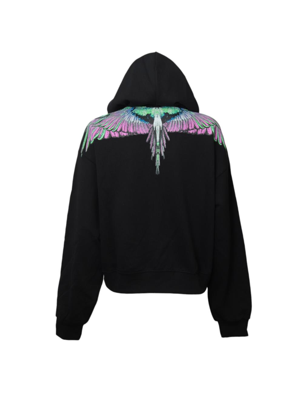 County of milan black sweatshirt with lilac feathers