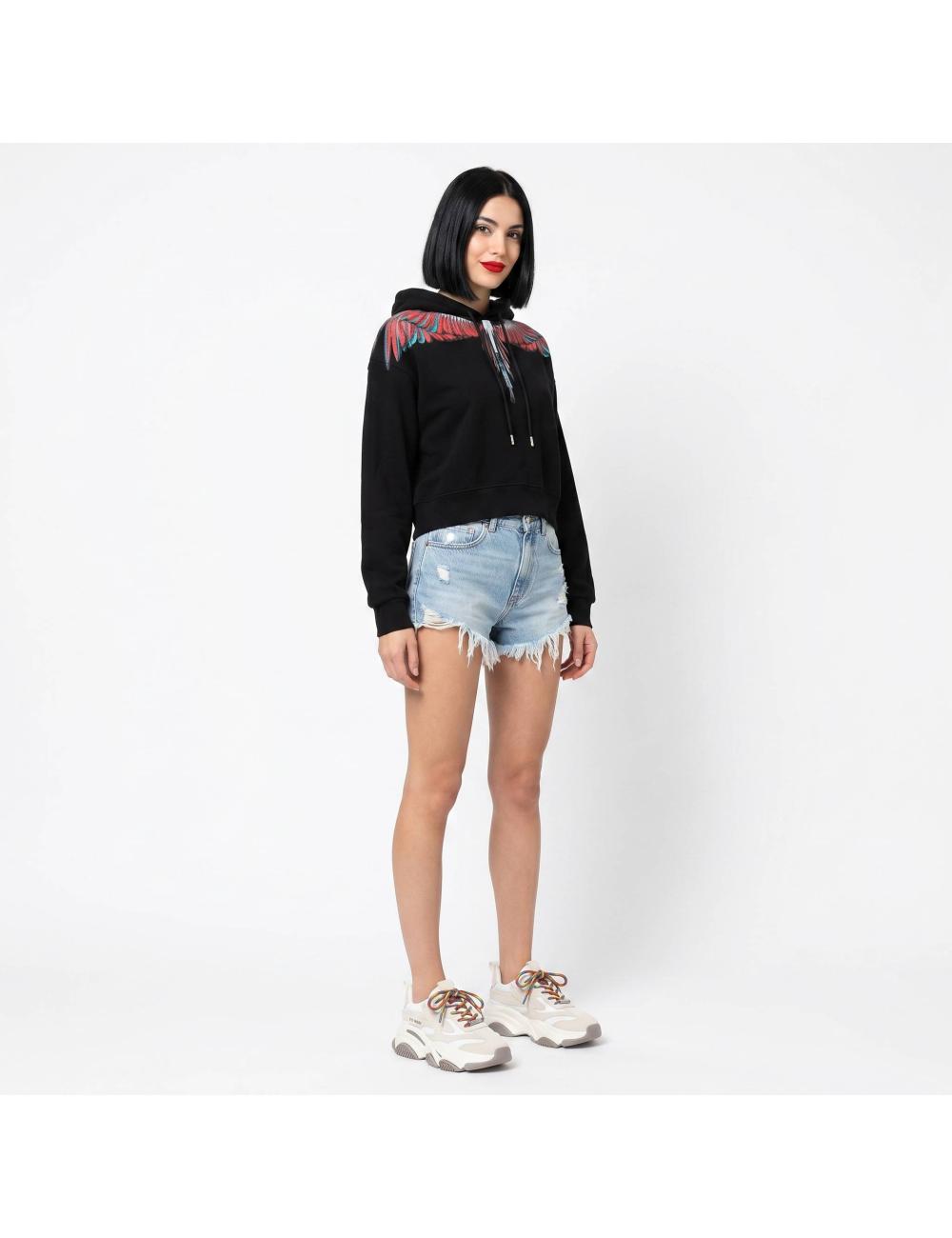 County of milan black sweatshirt with red feathers