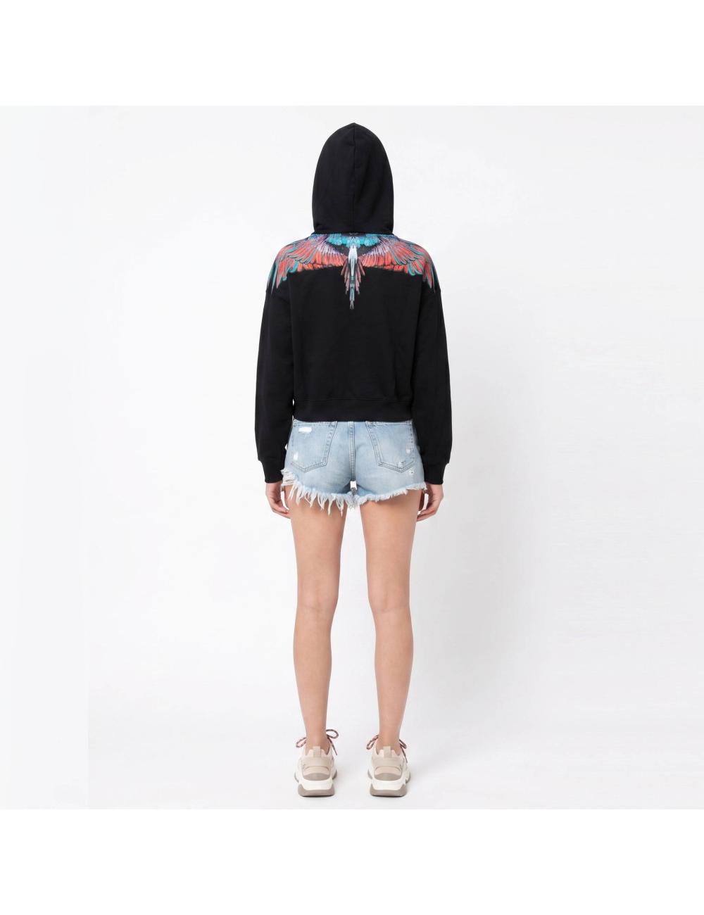 County of milan black sweatshirt with red feathers