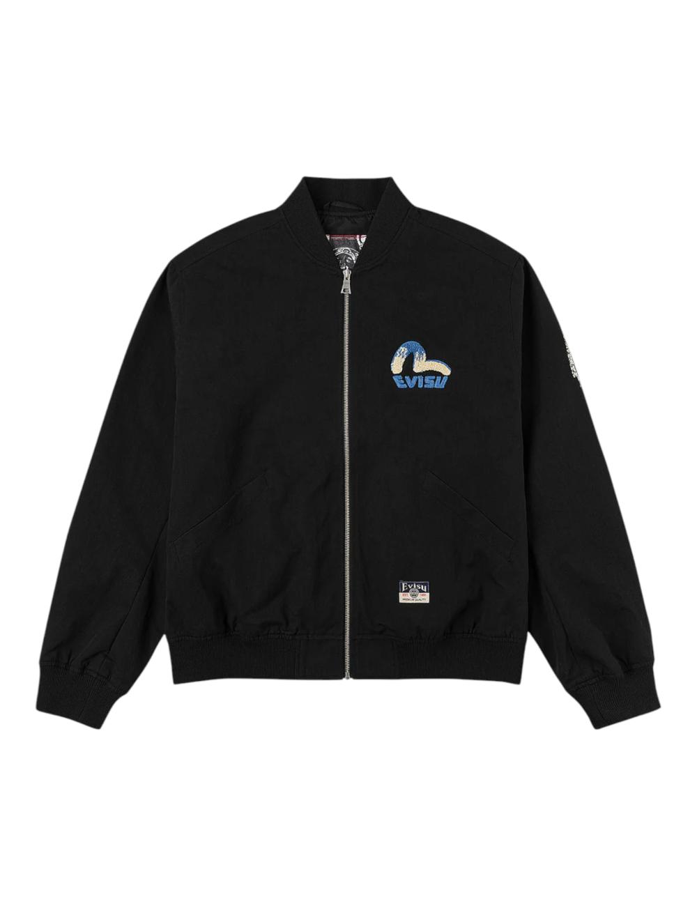 Evisu bomber jacket in black canvas