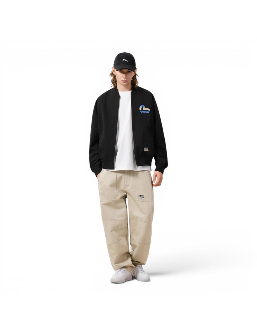 Evisu bomber in canvas nero