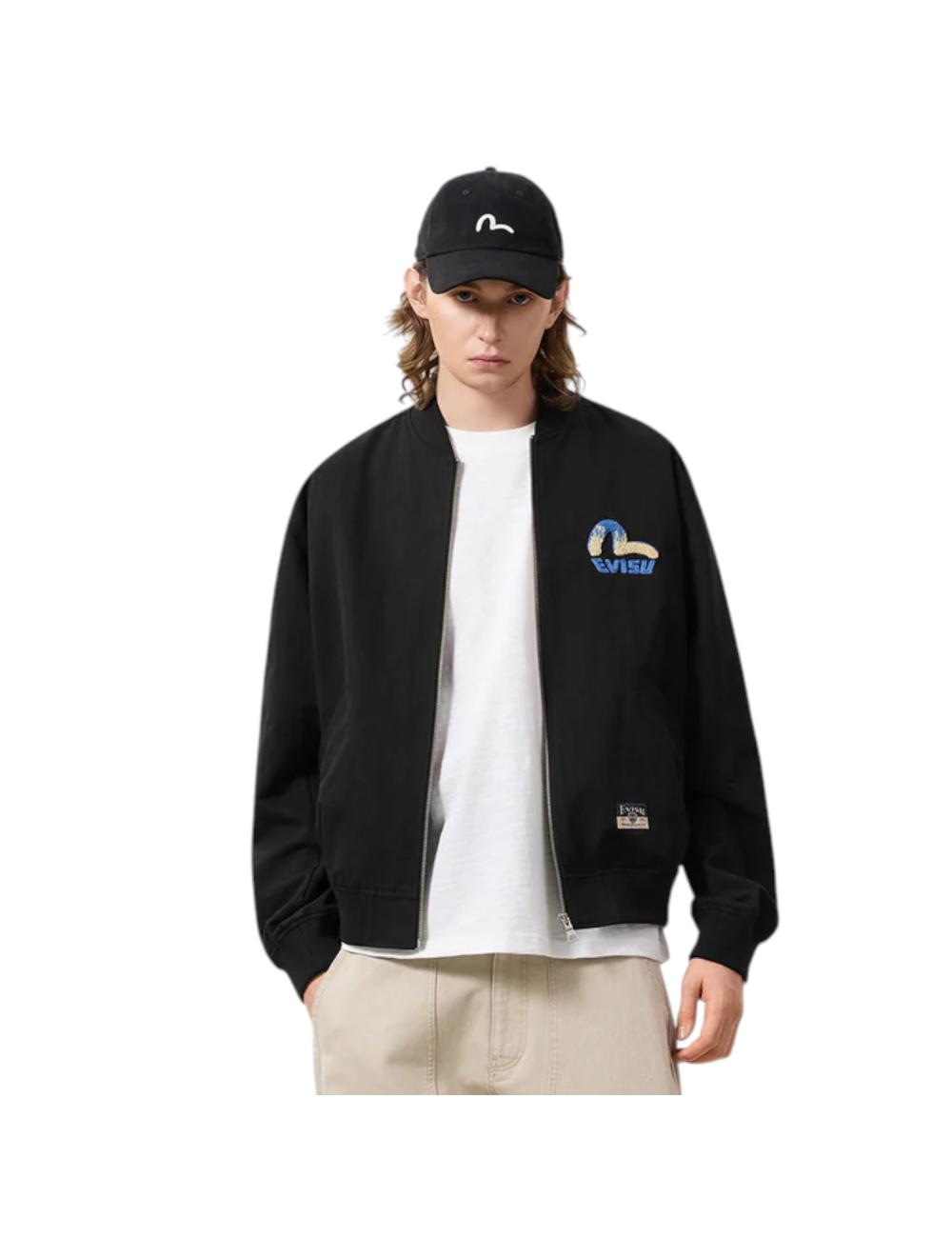 Evisu bomber in canvas nero