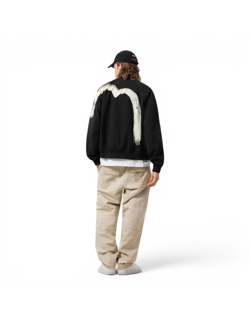 Evisu bomber in canvas nero