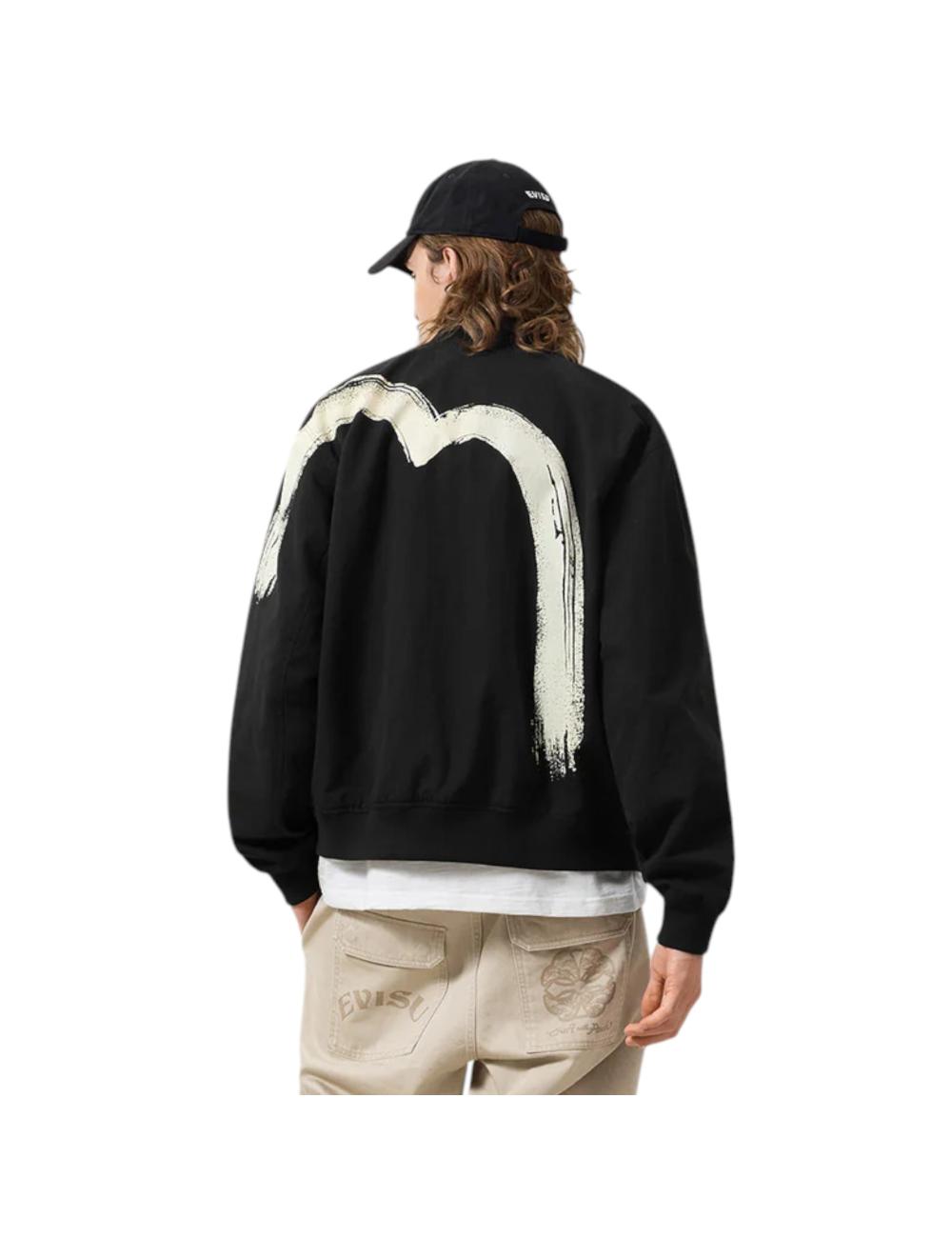 Evisu bomber in canvas nero
