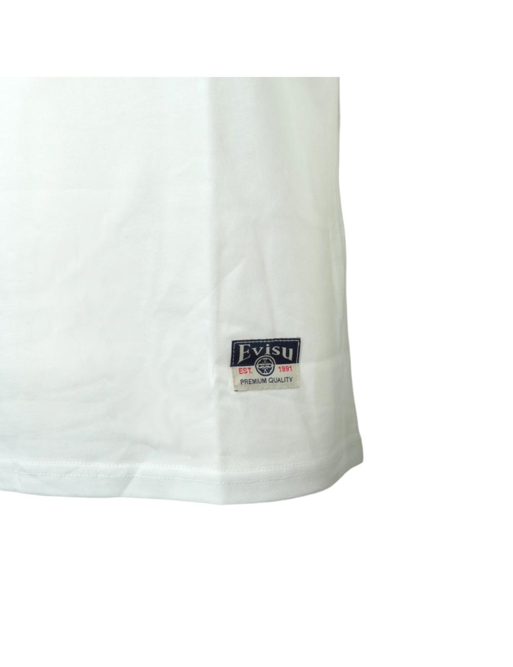Evisu T-shirt bianca logo cucito