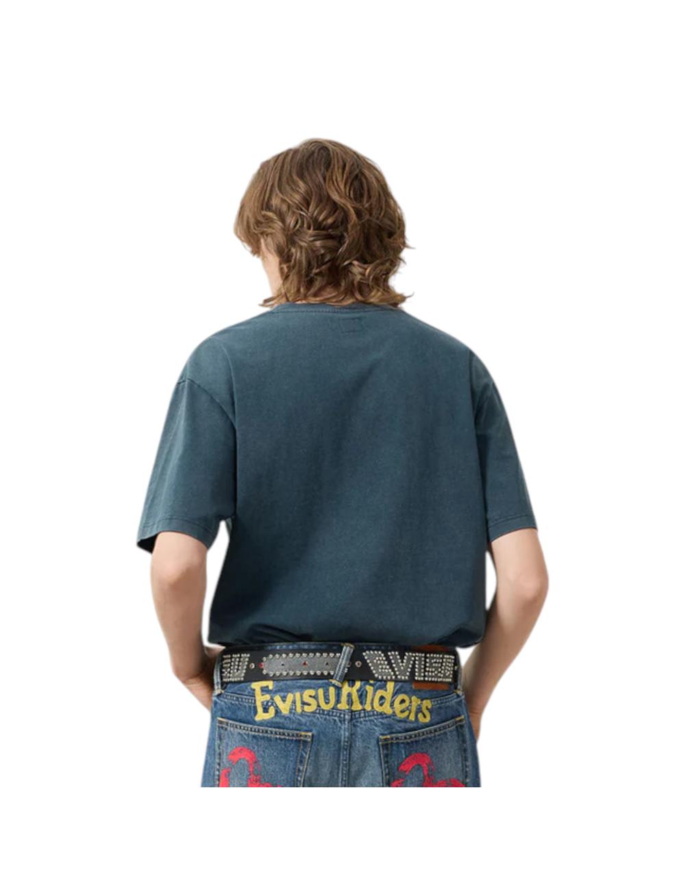 Evisu T-shirt blu fiamme