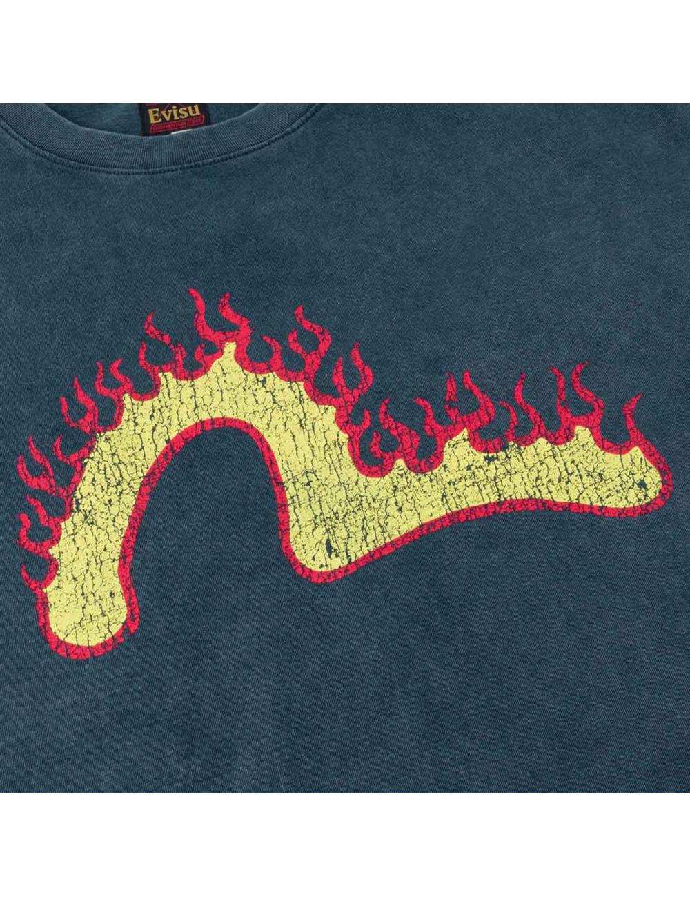 Evisu T-shirt blu fiamme