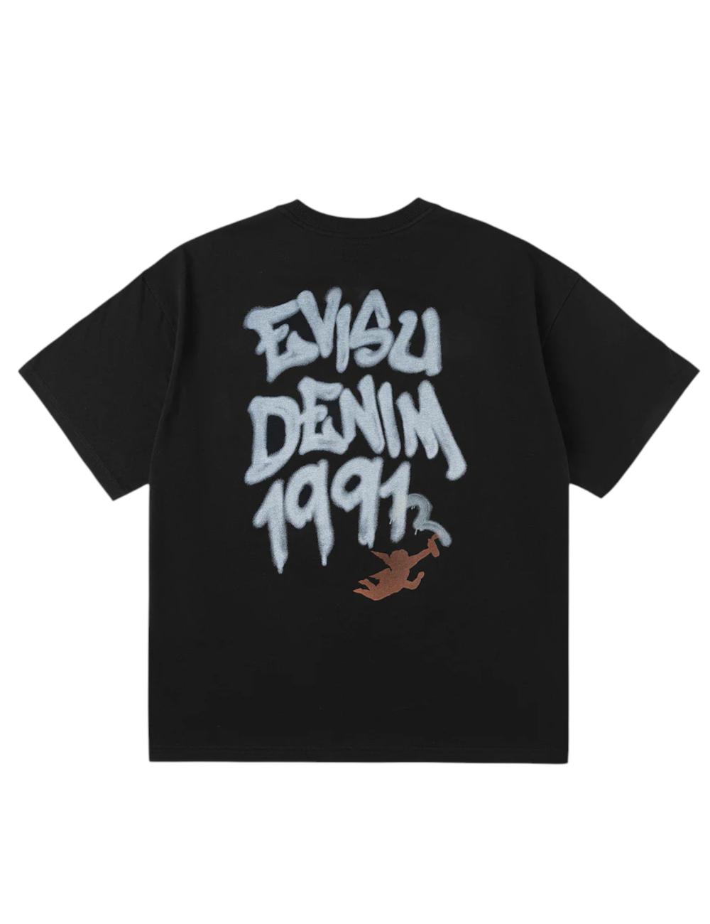Evisu T-shirt nera graffiti