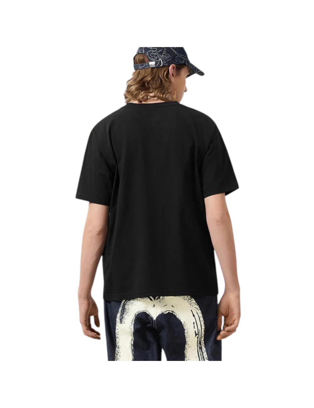 Evisu T-shirt nera logo cucito