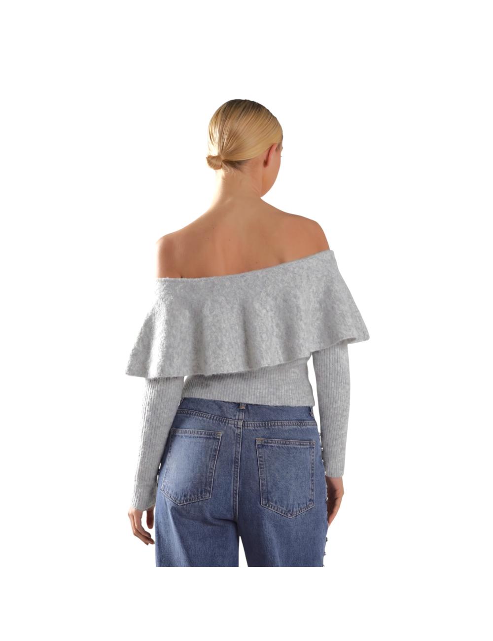 Glamorous grey wide-neck...