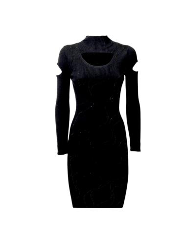 NoSecrets black knitted dress with stones