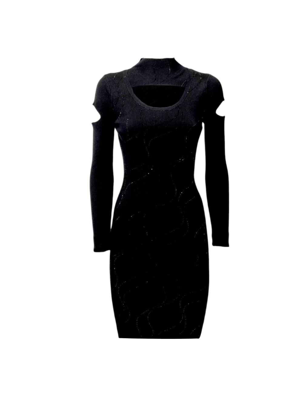 NoSecrets black knitted dress with stones