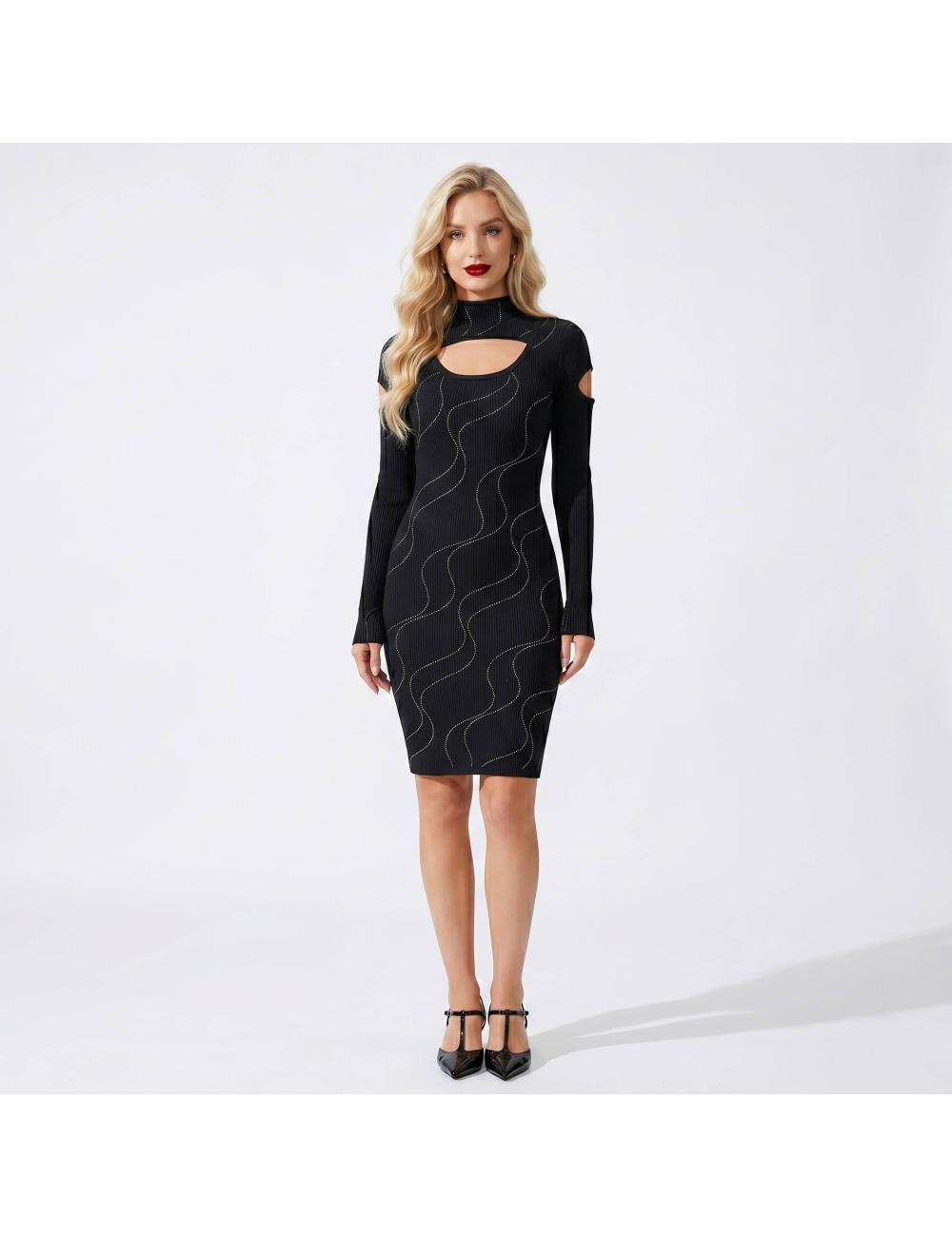 NoSecrets black knitted dress with stones