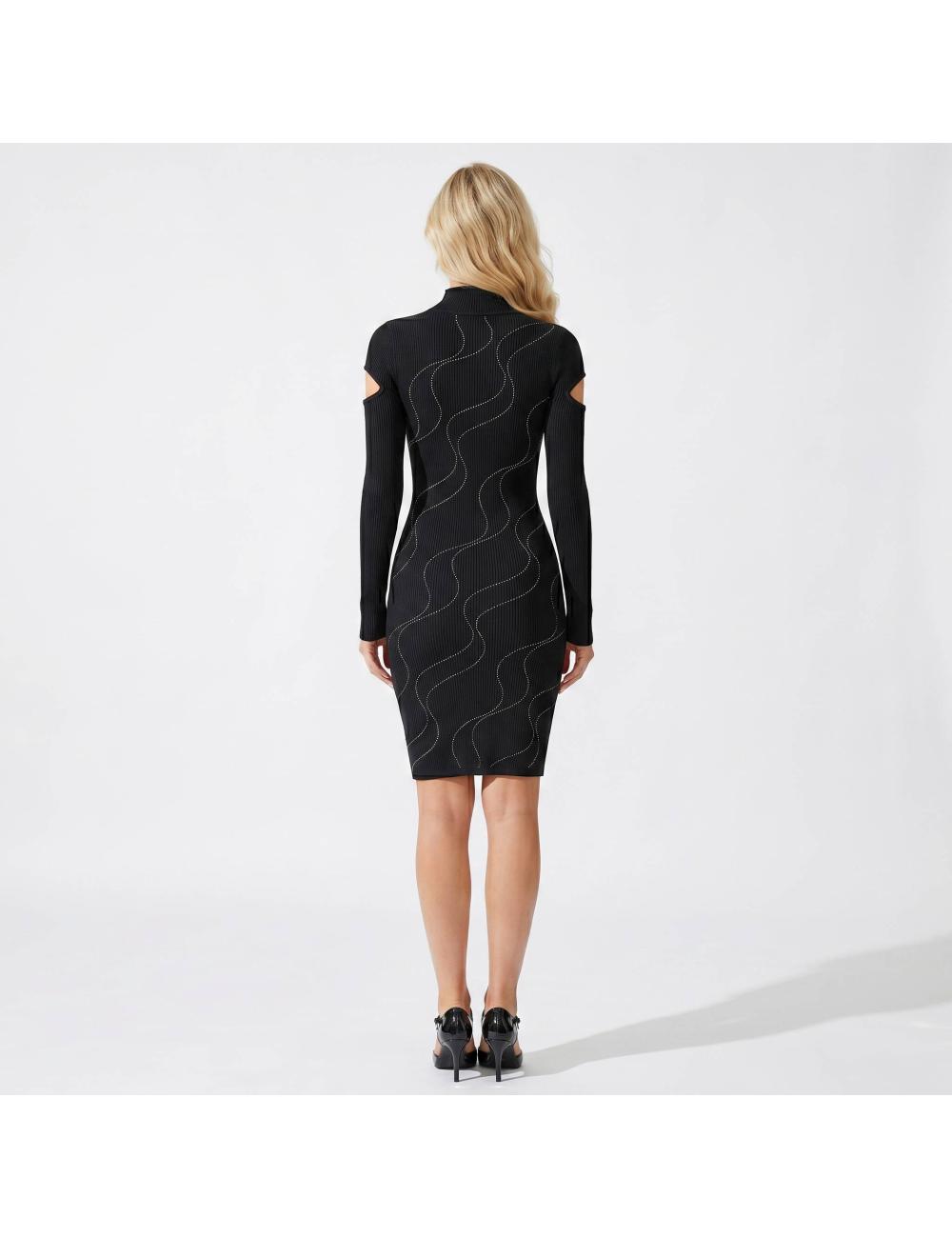 NoSecrets black knitted dress with stones
