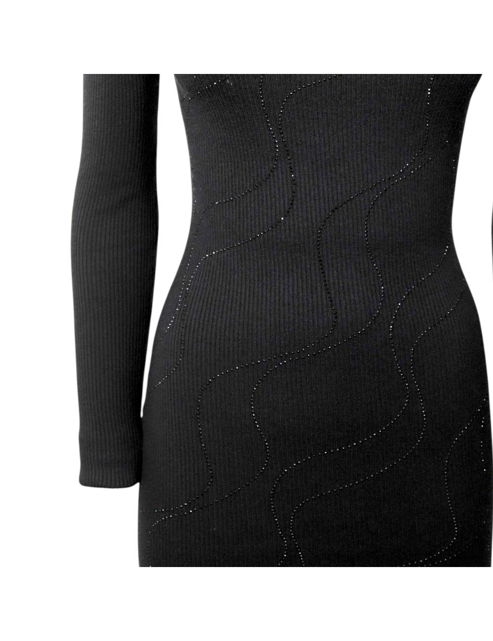 NoSecrets black knitted dress with stones